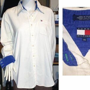 Cream corduroy button down shirt size 14